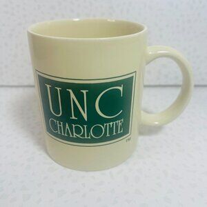 VTG 90s Beige Green UNCC University of North Carolina Charlotte Coffee Mug 11oz